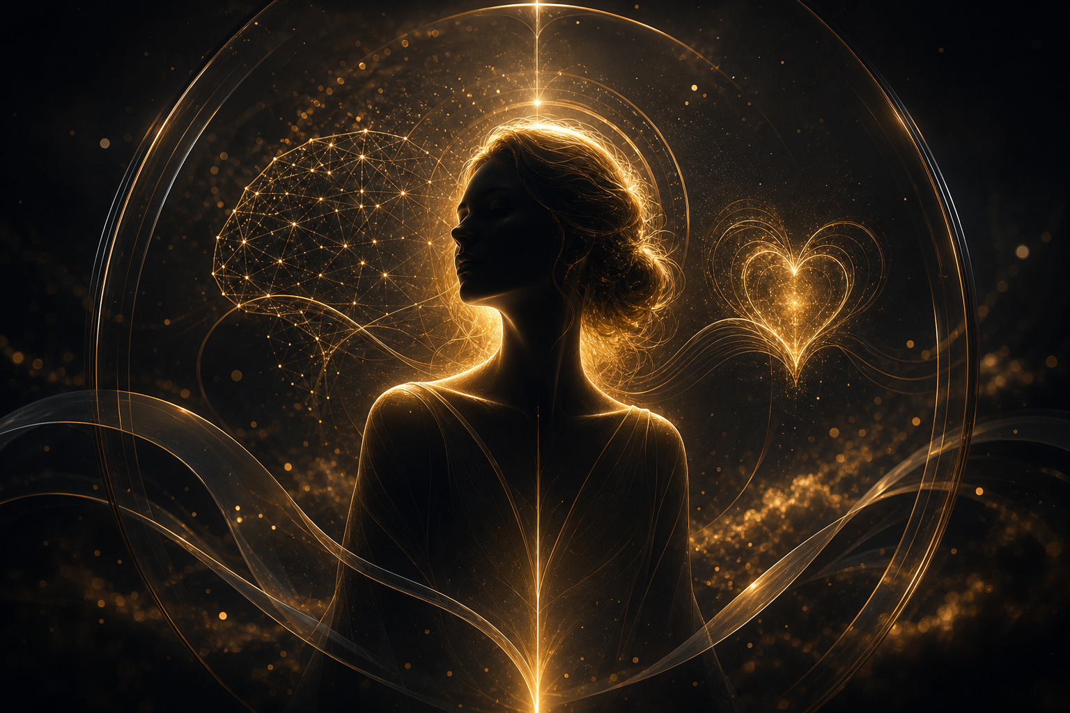 Golden abstract leadership portrait for Chaïma Tayssir